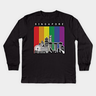 Singapore LGBT Rainbow Flag Kids Long Sleeve T-Shirt